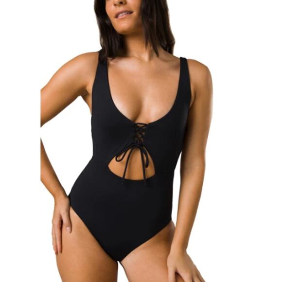 NWT prAna Women's Ruby Beach One Piece Swimsuit Black Small - Picture 1 of 7